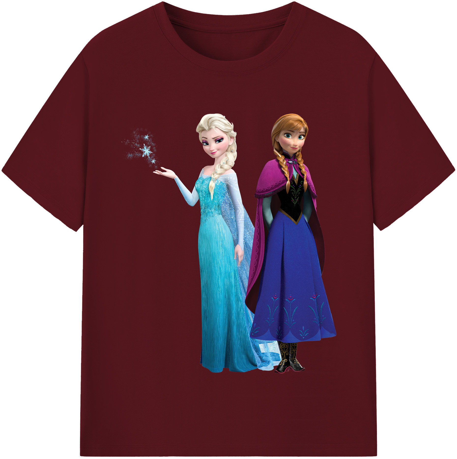 （画像用） アナと雪の女王 アンナ エルサ Frozen Anna Elsa 綿100％半袖Tシャツ（フロントプリント）